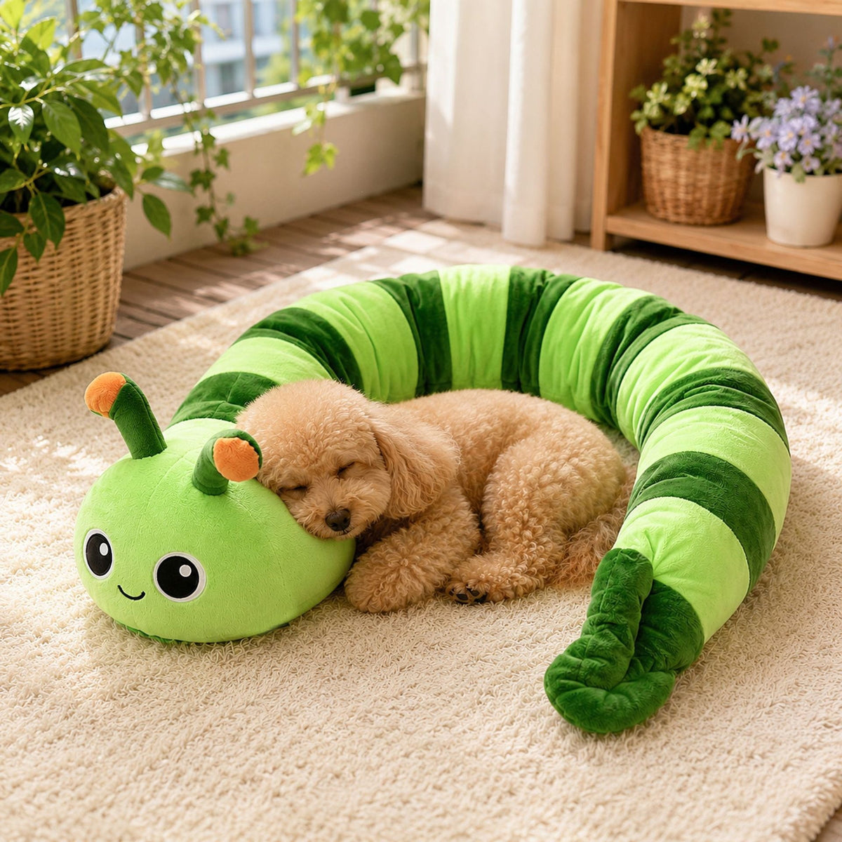 Caterpillar-Shaped Soft Pet Pillow