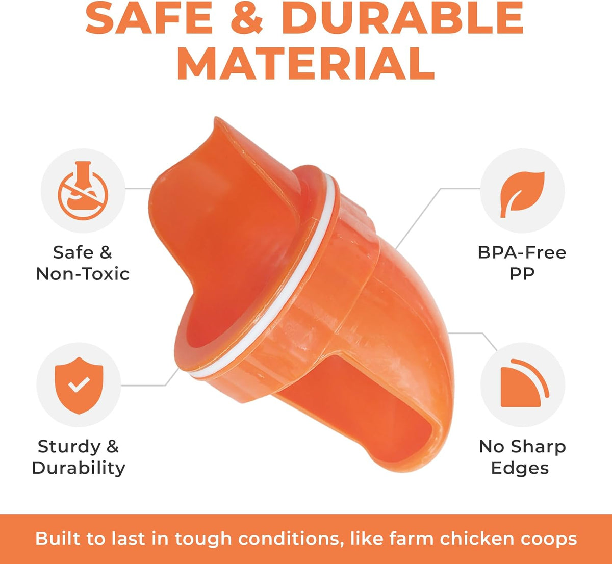 Durable Chicken Feeder Rain Proof Poultry Feeder Port Gravity Feed Kit For Buckets, Barrels, Bins, Troughs, Easy Clean - 6 Pack With Hole Sa