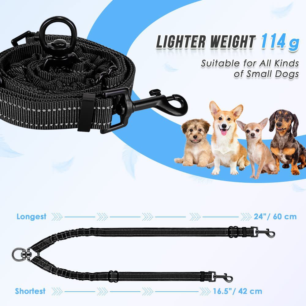 Double Dog Leash With 360 Rotating Reflective Belt