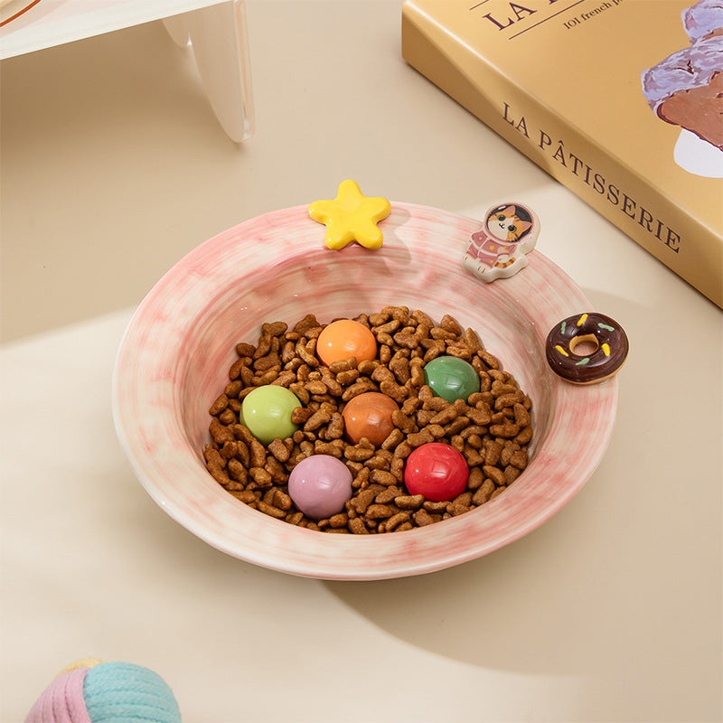 Cute Cartoon-Style Ceramic Cat Bowl
