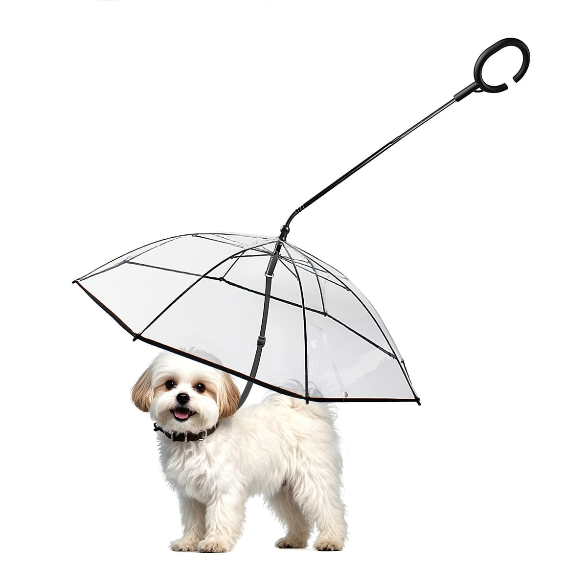 Dog Umbrella Small Breed, Clear Dog Umbrella Leash For Small Dogs, Keeps Dogs Dry Walking Rain, Doggie Rain Umbrella With Adjustable Leash,