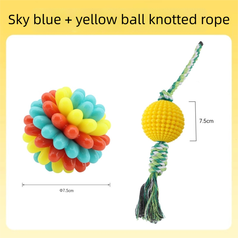 Pet Colorful Teething Toy Balls, Teething And Cleaning Teeth, Durable Rubber Elastic Dog Toys, Energy-Consuming Dog Toys