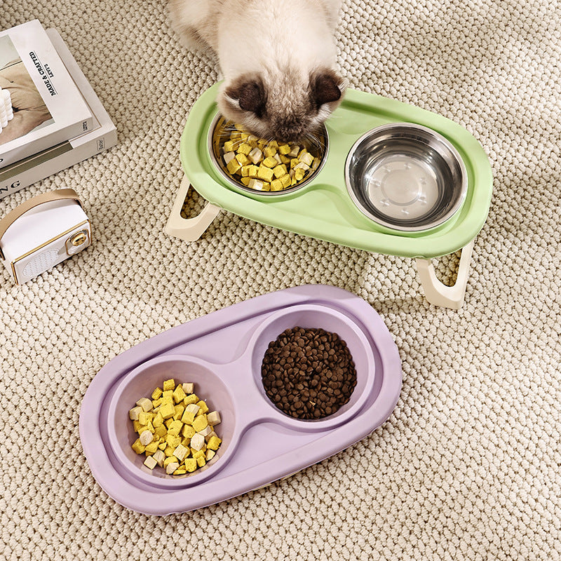 Foldable Plastic Stainless Steel Bowl For Pet Food Basin