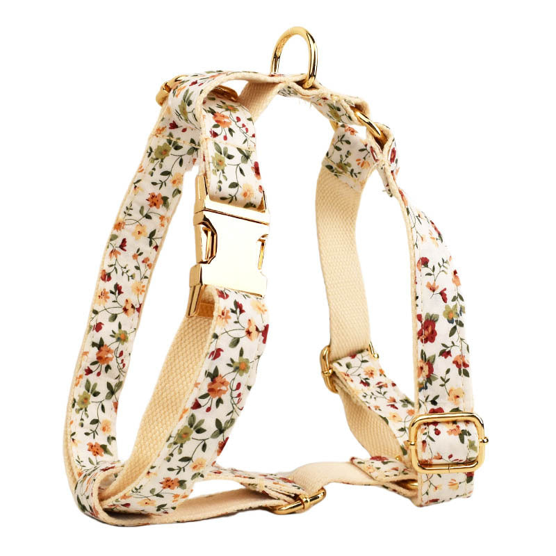 Small White Flower Pet Dog Collar Suit