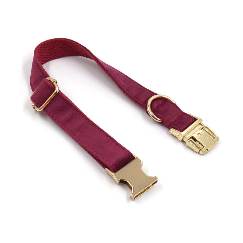 Soft Burgundy Velvet Dog Collar