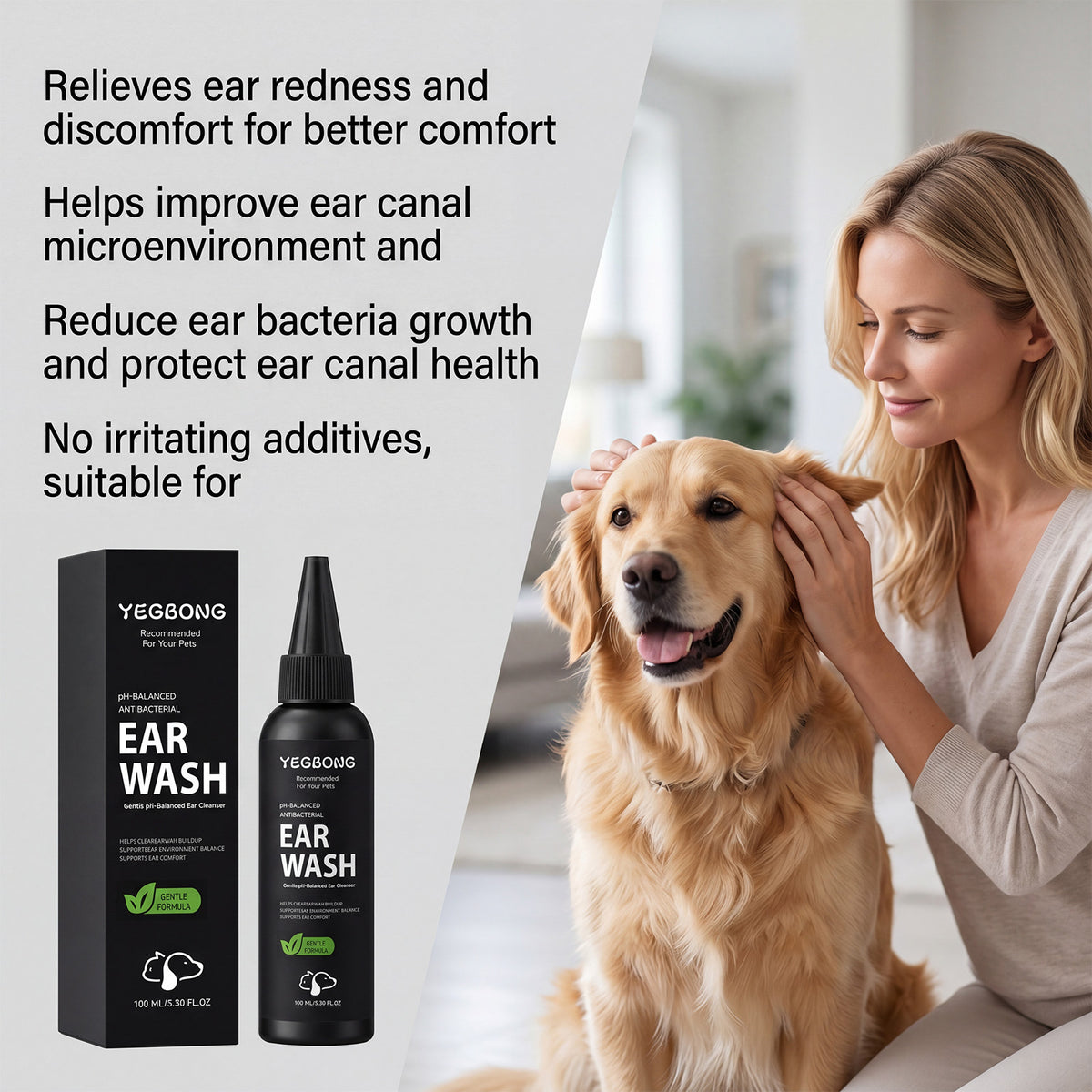 Yegbong Pet Ear Cleaning Water Is Refreshing, Comfortable, Clean, And Gentle For Daily Cleaning And Care Of Pet Ears