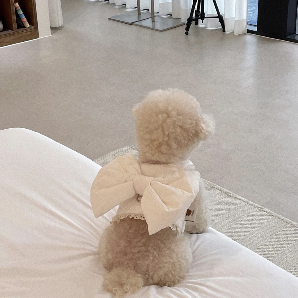 Cute Bow Plush Dog Chest Strap Set