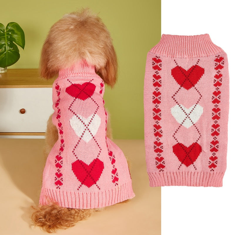 Love Heart Bow Dog Sweater