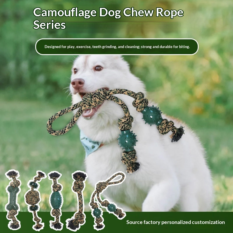 Camouflage Cotton Rope Ball Dog Toy