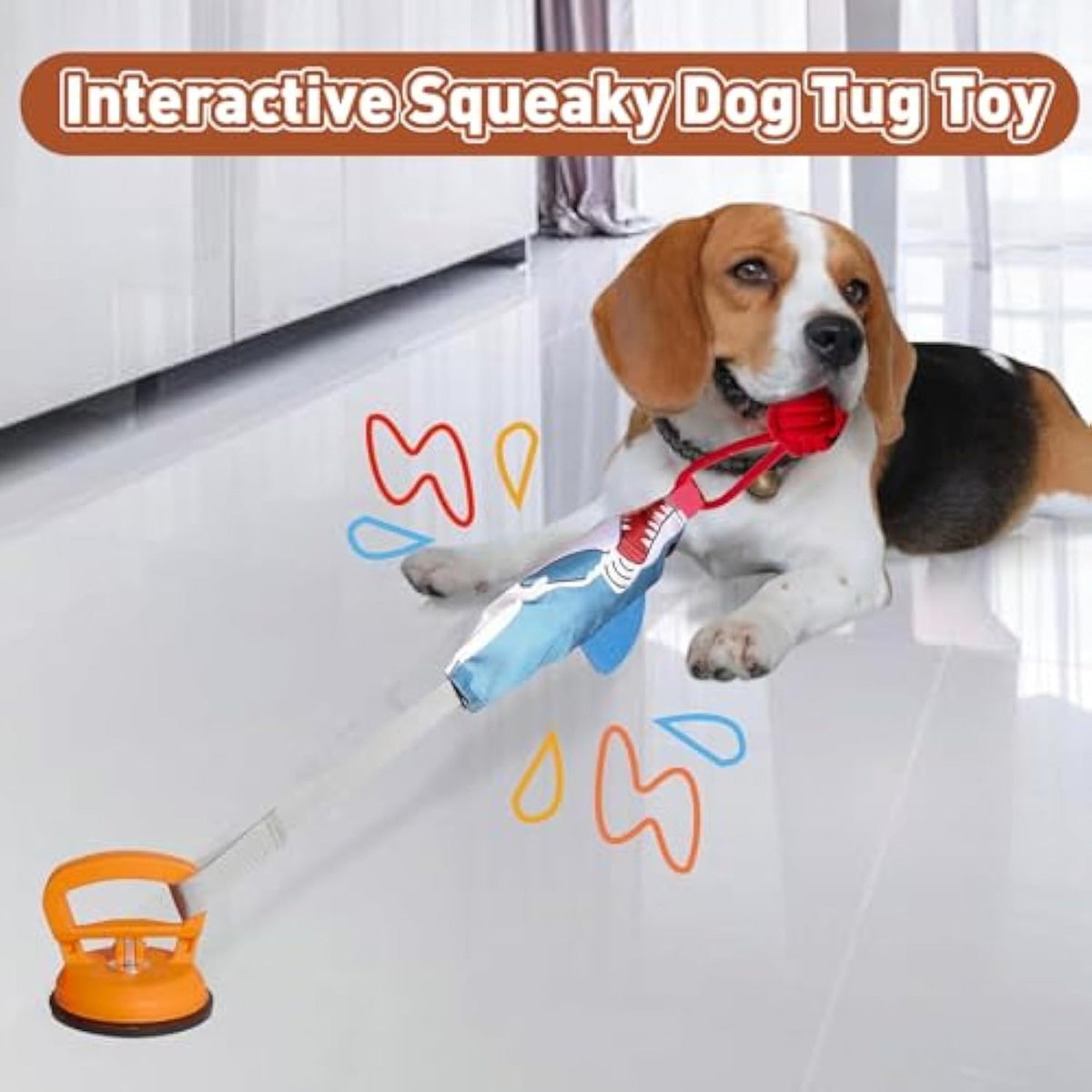Squeaky Dog Tug Toy Interactive Shark Shape Tug Of War Dog Pull Toy With Suction Cup To Keep Them Busy Durable Dog Rope Toys For Small Mediu