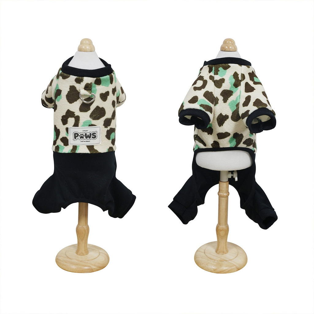 Thickened Four-Leg Leopard Print Dog Jumpsuit