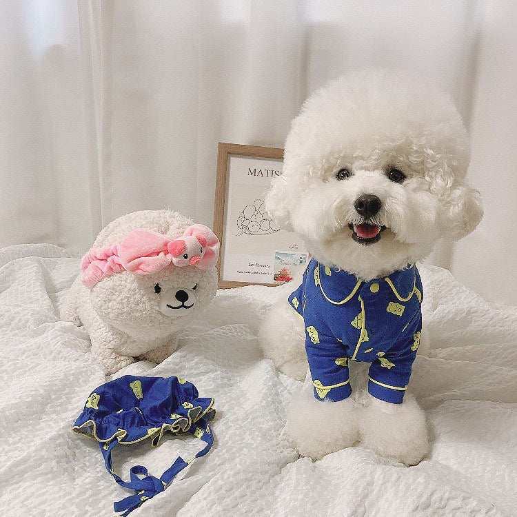 Cute Bear Hat Dog Pajama Set