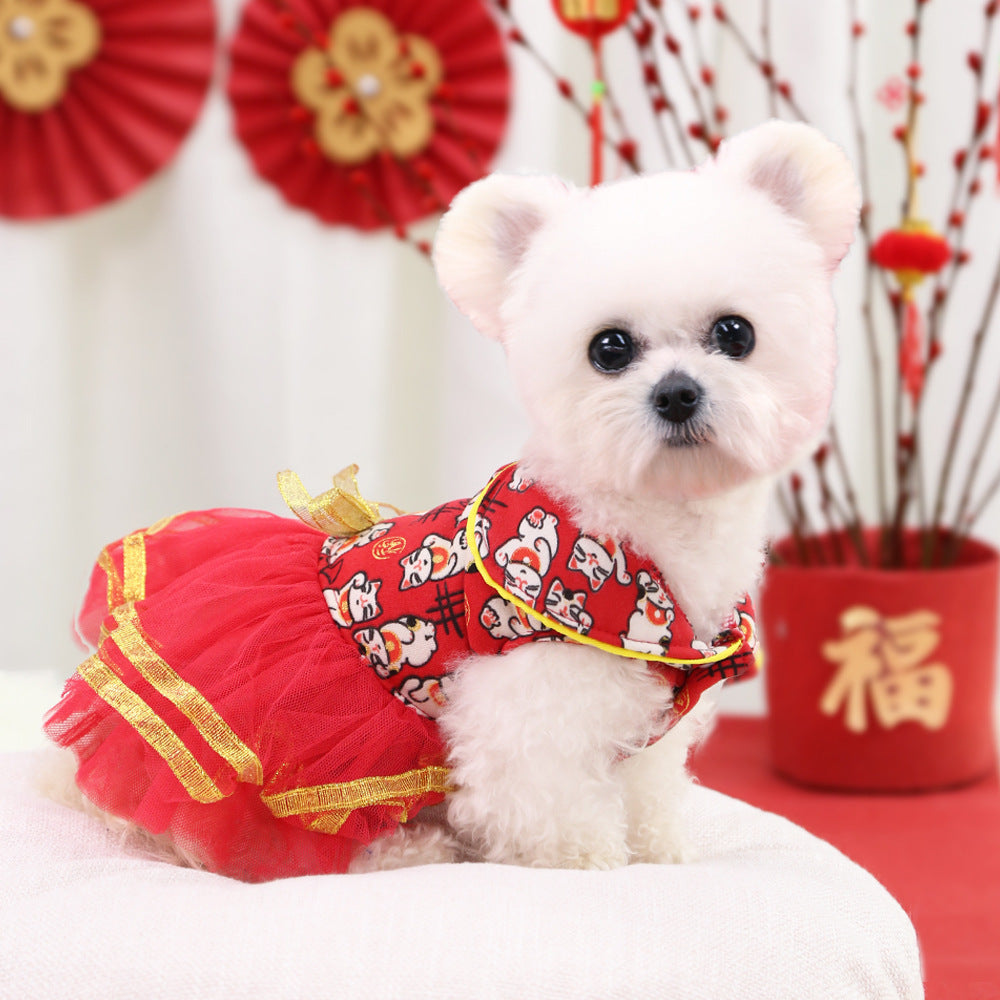New Year'S Dress Pet Sweater Thin Fleece