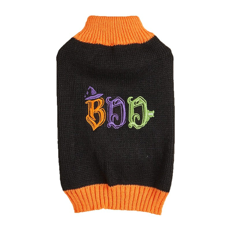 Thanksgiving Lapel Retro Plaid Pet Sweater