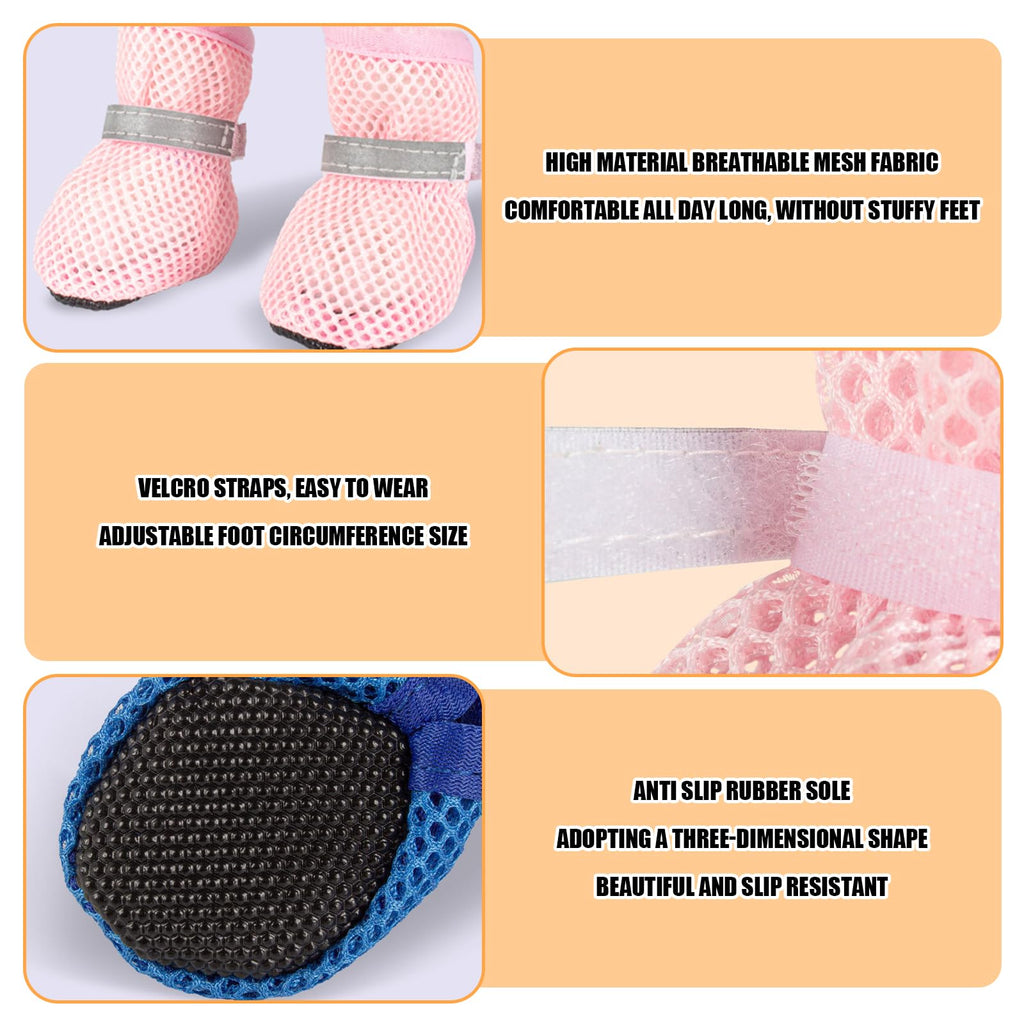Small Dog Summer Mesh Boots With Non-Slip Soles