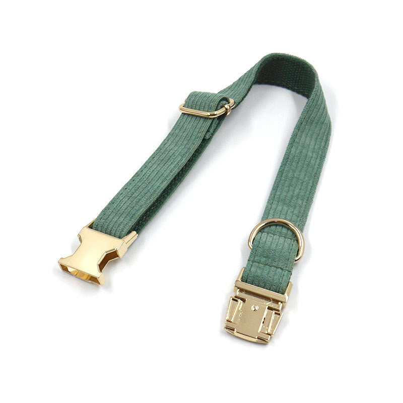 Green Corduroy Dog Collar