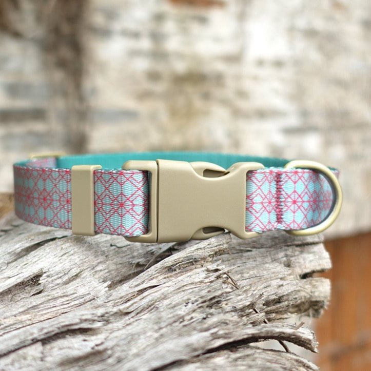 All-Season Mint-Glazed Plaid Pet Collar