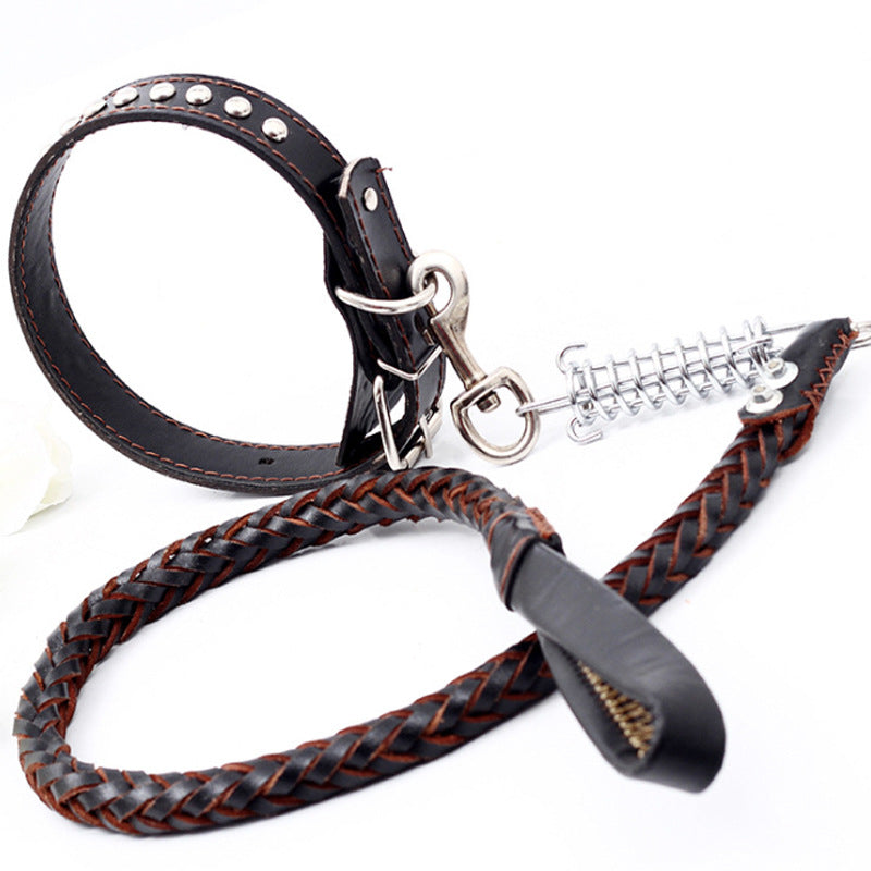 Leather Traction Rope Chain Explosion-Proof Punch Collar