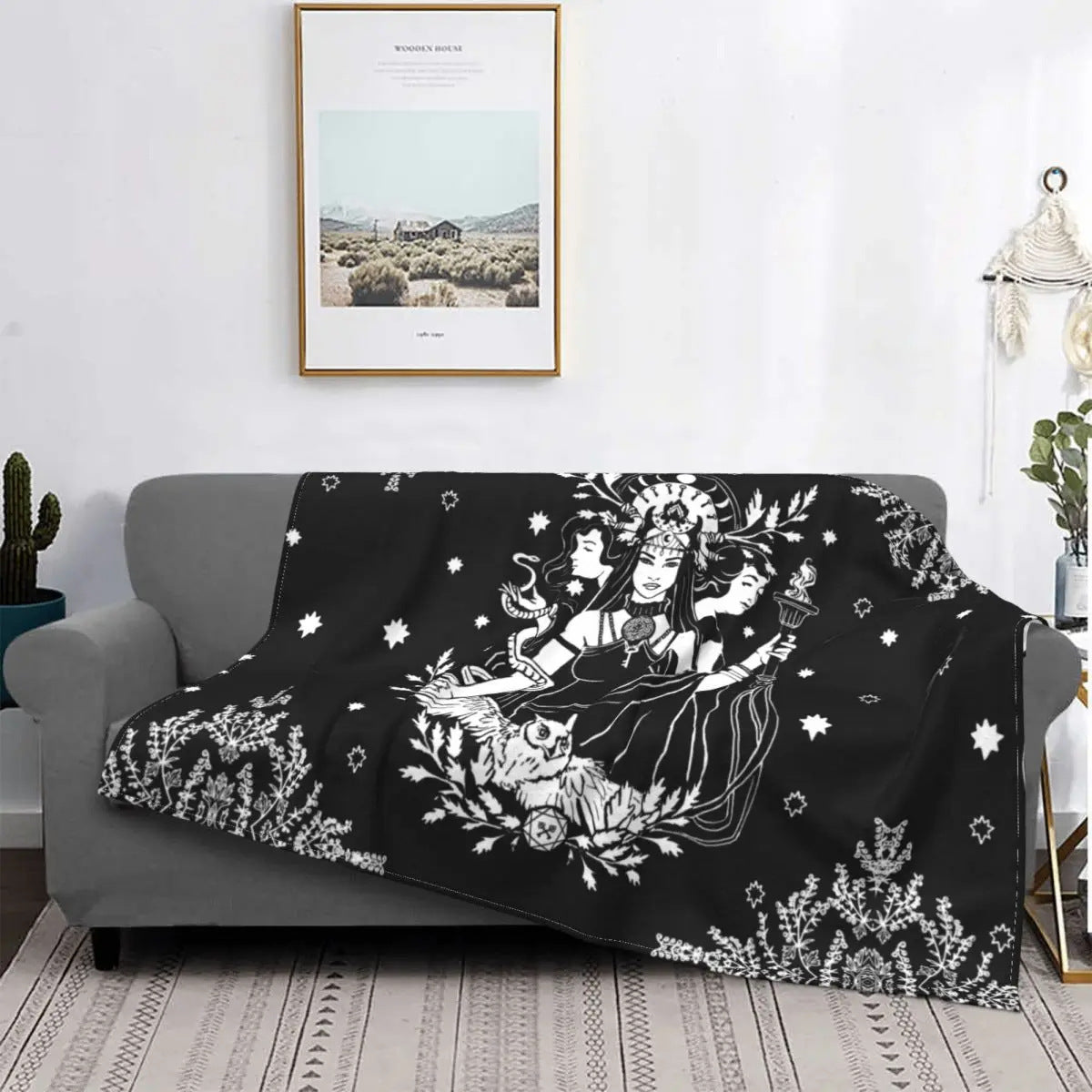 Gothic Halloween Witch Flannel Blanket