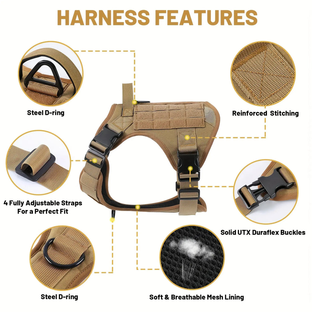 Adjustable Reflective Tactical Service Dog Harness