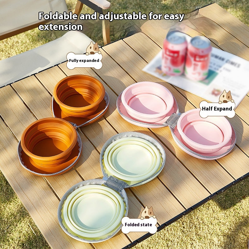 Integrated Folding Pet Double Bowl Outdoor Dedicated