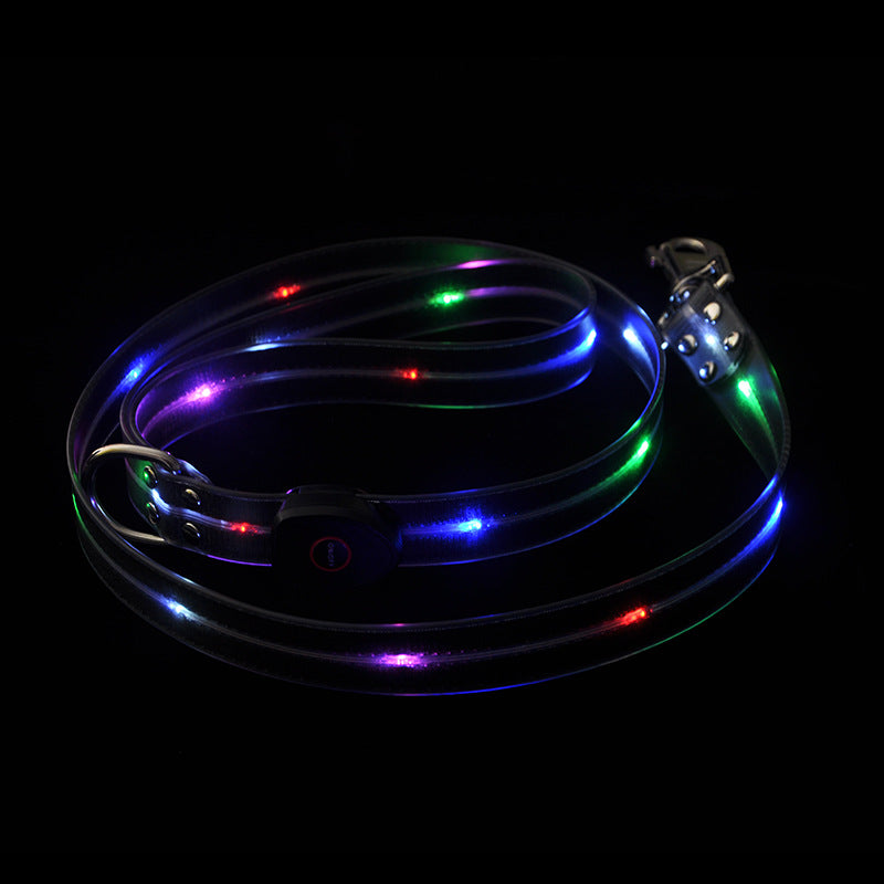 Luminous Dog Collar Colorful Pet Rope Highlight Anti-Lost Hand Holding