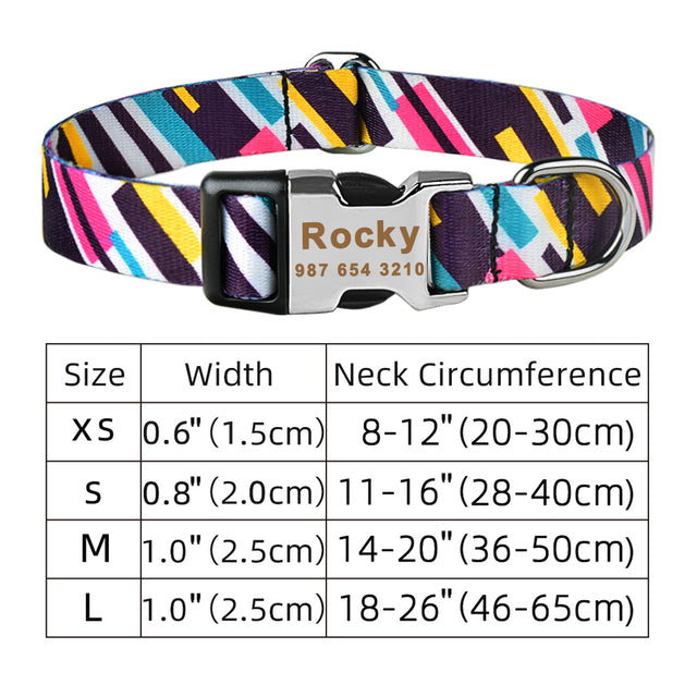 Adjustable Nylon Dog Collar With ID Tag