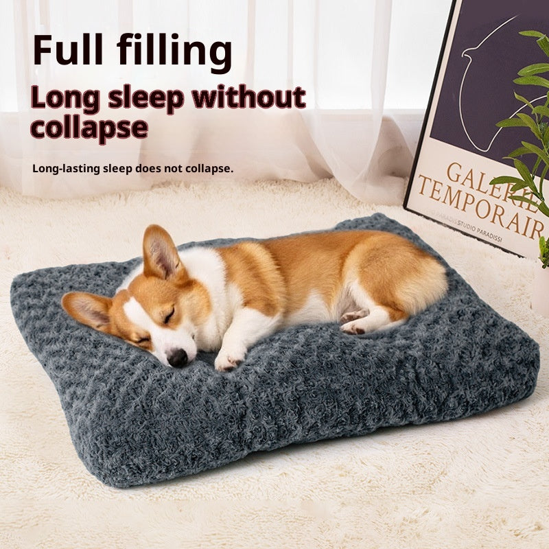 Embossed Velvet Thick Square Pet Mat
