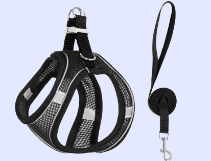 Reflective Breathable Pet Harness and Leash Set