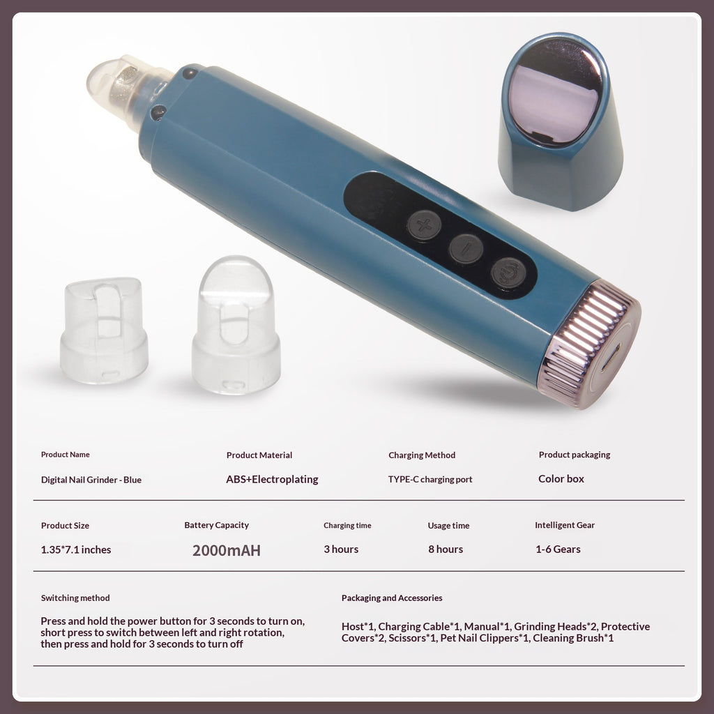 Rechargeable Pet Nail Grinder With Six Speeds