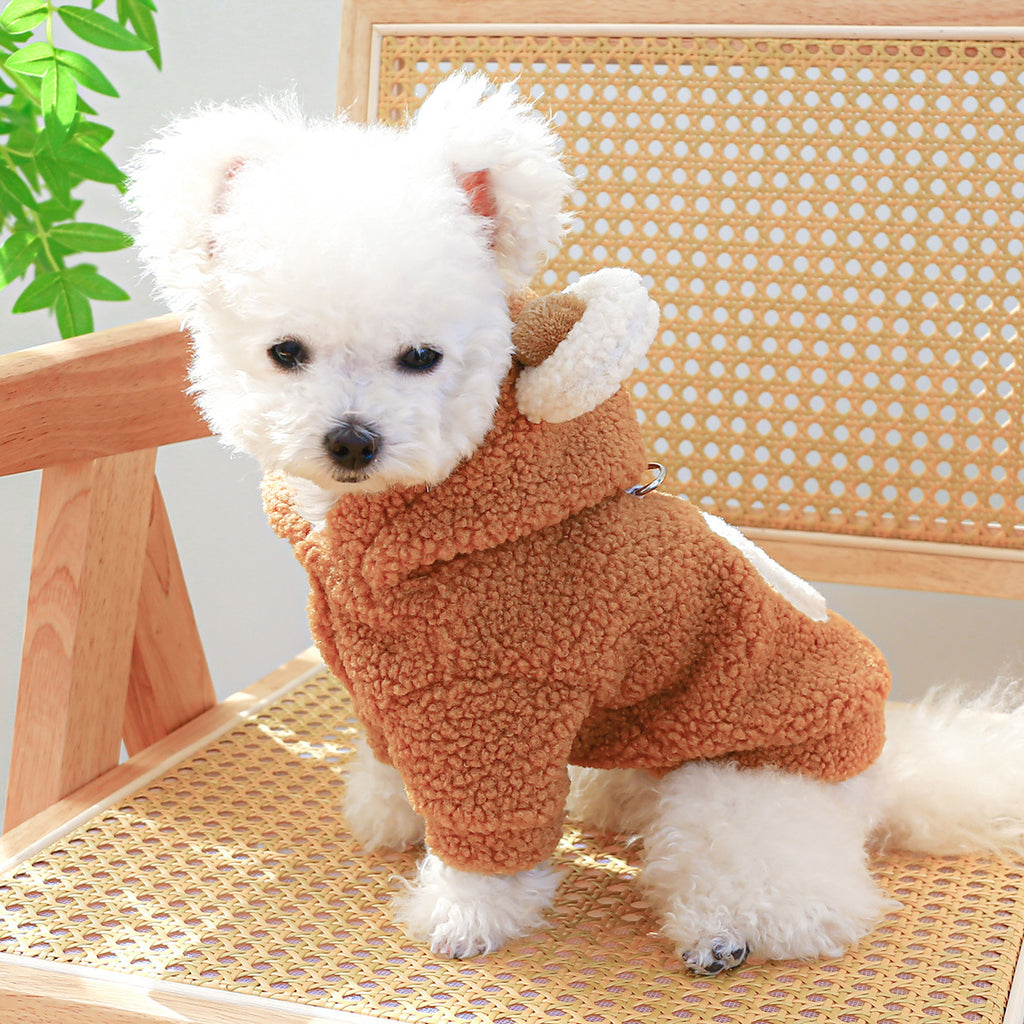 Lambswool Round Bear Dog Hoodie