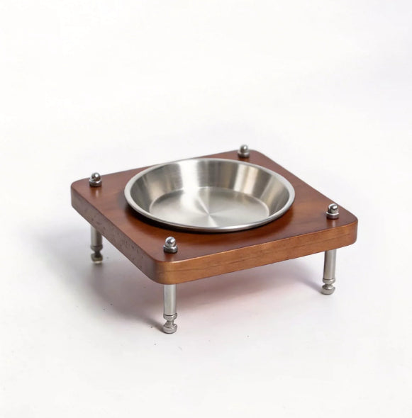 Solid Wood Pet Bowl With Adjustable Height And Angle For Neck Support
