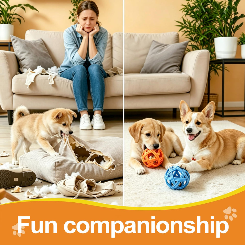 Balls With Inside Bell, Non-Toxic Toys For Small Dogs & Puppies Natural Rubber, Fetch Ball, Treat Dispensing, Interactive Puzzle, Boredom Re