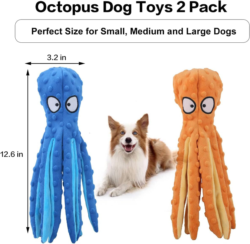 Dog Squeaky Toys Octopus No Stuffing Crinkle Plush Toys For Puppy Teething Durable Interactive Chew Toys For Small Medium And Large Dogs Tra
