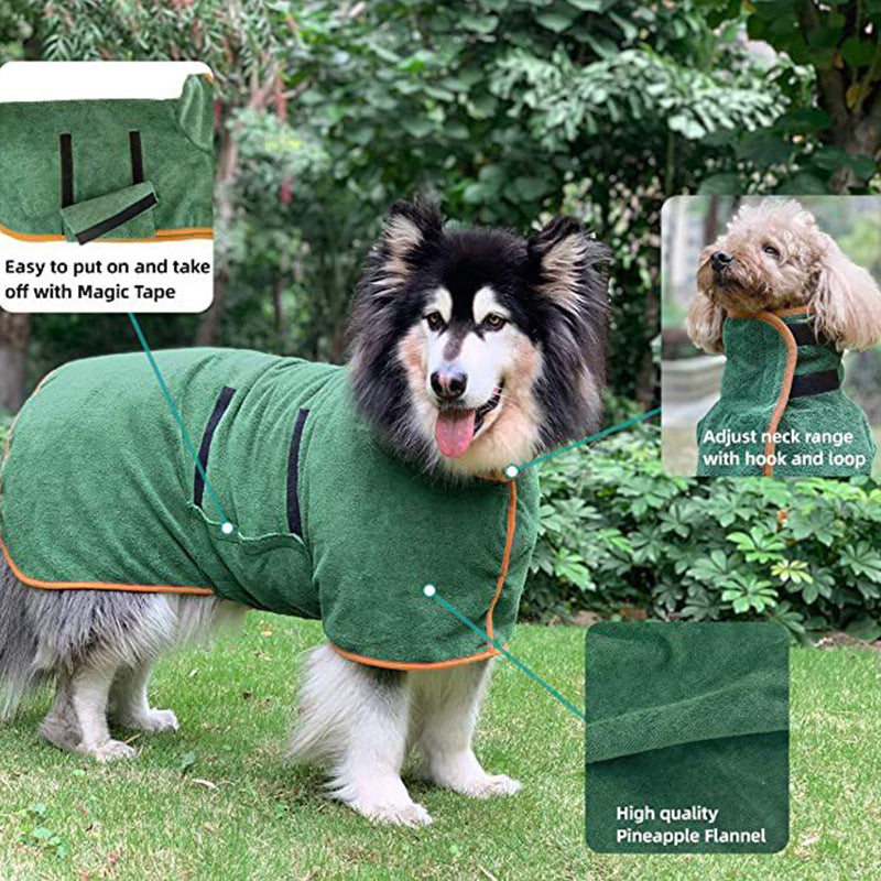 Adjustable Fast Drying Dog Bathrobe Towel