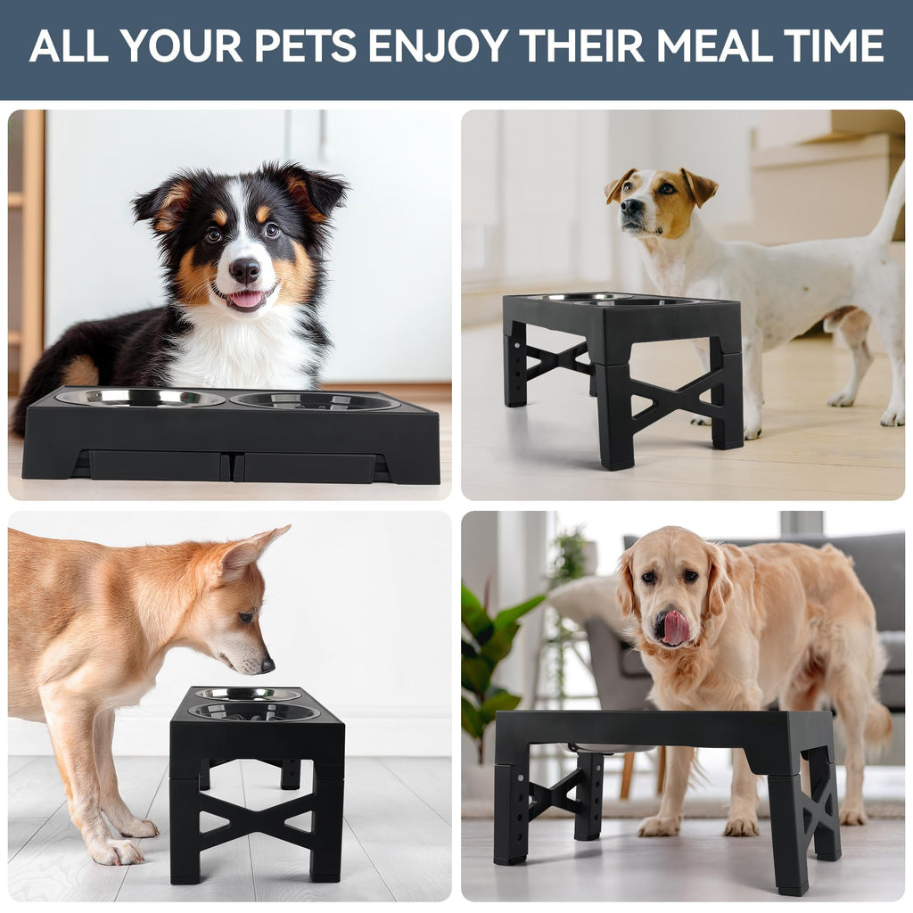 Adjustable Elevated Dog Bowl Stand Set