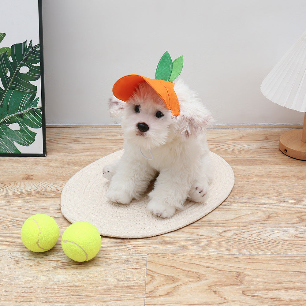 Pet Sunshade And Sunscreen Strap Orange Shape Hat