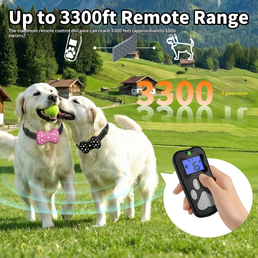 Electric-Shock Remote Dog Training Device Rechargeable Waterproof Long Range Ultrasonic Bark Control Collar