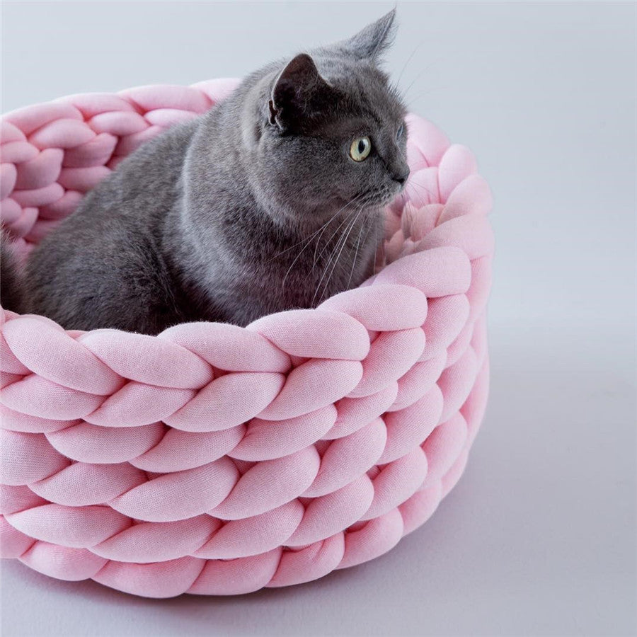 Coarse Wool Hand-Woven Pet Nest Washable Solid Color