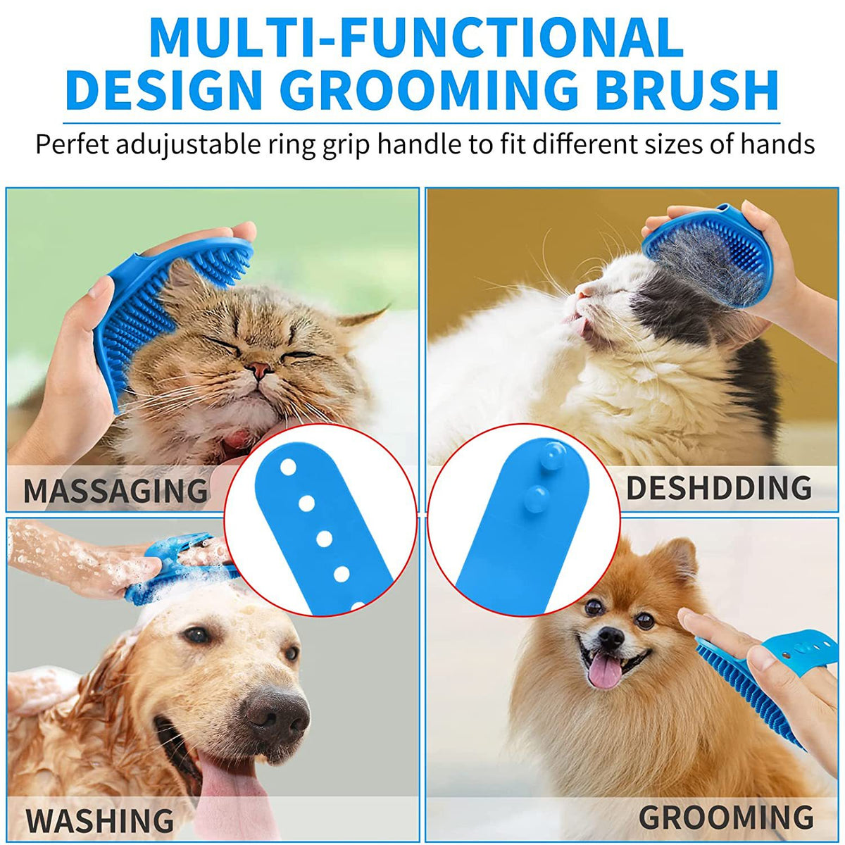 3-Piece Silicone Dog Bath Brush Set