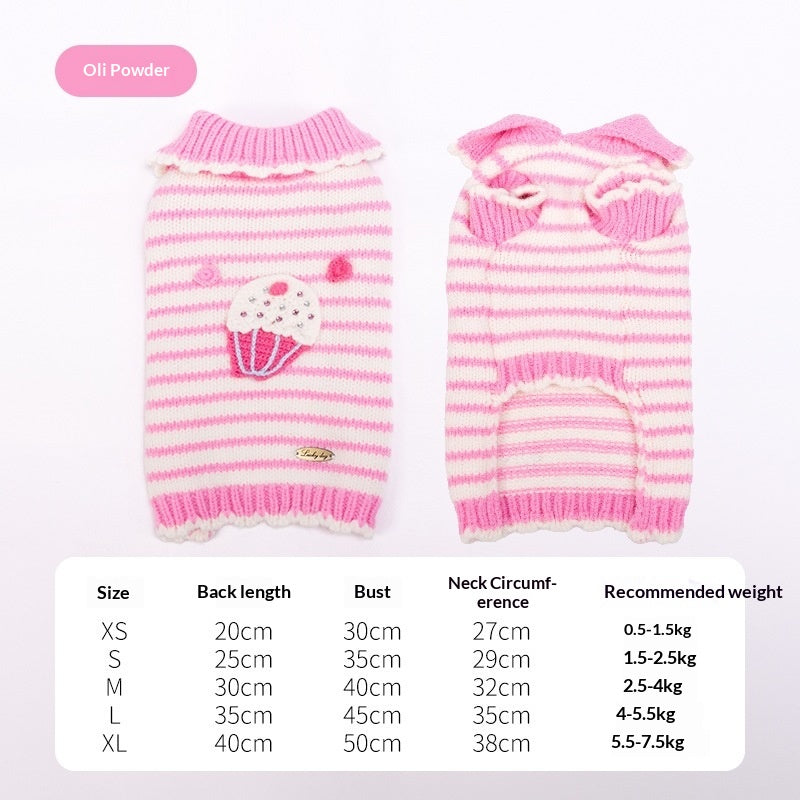 Autumnwinter Sweetheart-Neckline Warm Sweater Pet Outfit
