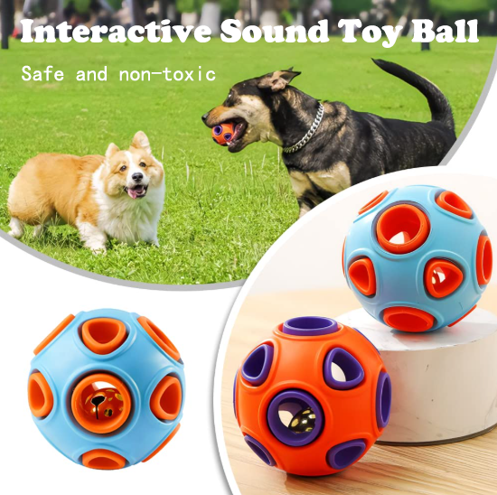 Rubber Dog Balls With Bell Sound, 2-Pack