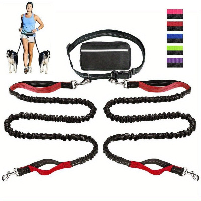 Reflective Dog Running Leash Set Night Running Waist Pack