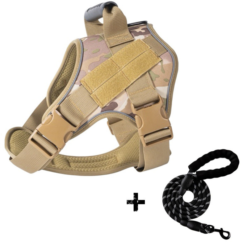 Large Dog Breathable Tactical Harness With Traction Rope