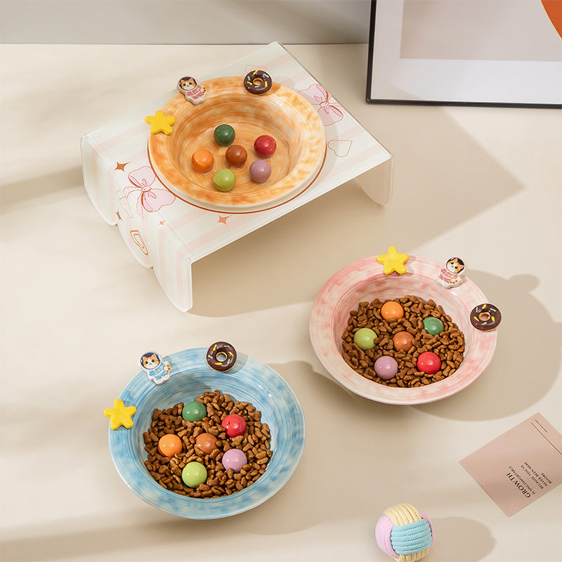 Cute Cartoon-Style Ceramic Cat Bowl