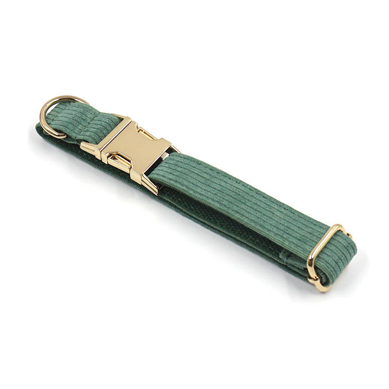Green Corduroy Dog Collar