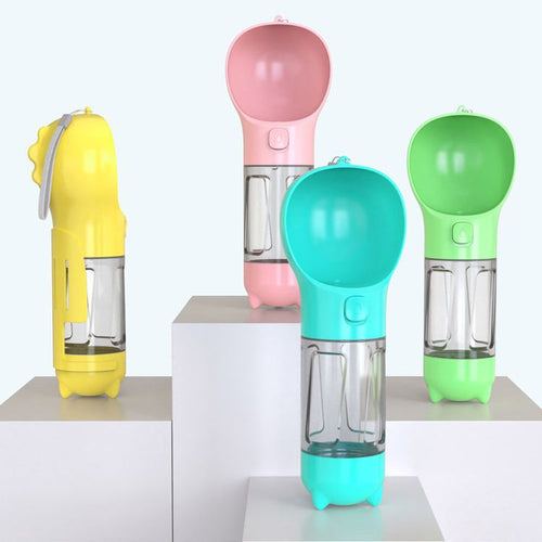 300 500Ml Portable Multifunction Dog Water Bottle Food Feeder For Big Dogs 3 In 1 Poop Dispenser Puppy Pet Travel Drinking Bowls