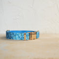 Blue Patterned Pet Collar With Metal Buckle