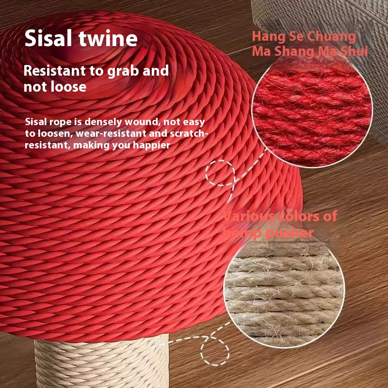 Red Mushroom Scratching Pole Small Hemp Rope