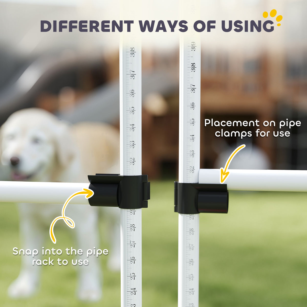 4 Piece Dog Agility Training Equipment For Dog Agility Course With Adjustable Height Jump Bars, Included Carry Bag, & Displacing Top Bar, Wh